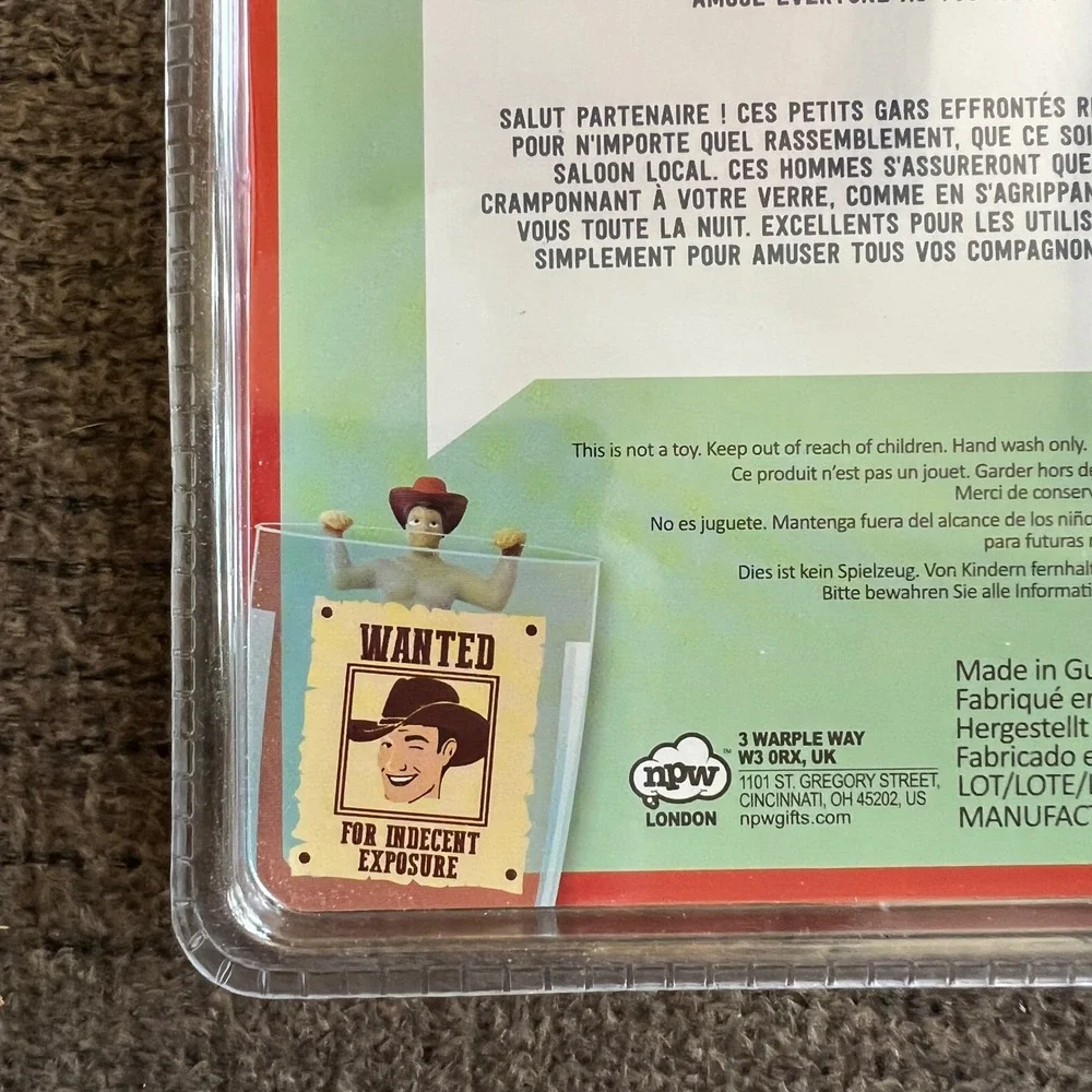 NPW Drinking Chaps Drink Markers Set of 4 Cowboy Novelty Glass Identifiers